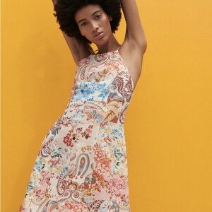 Zara Patchwork Halter Mini Dress Size S Floral Multicolored